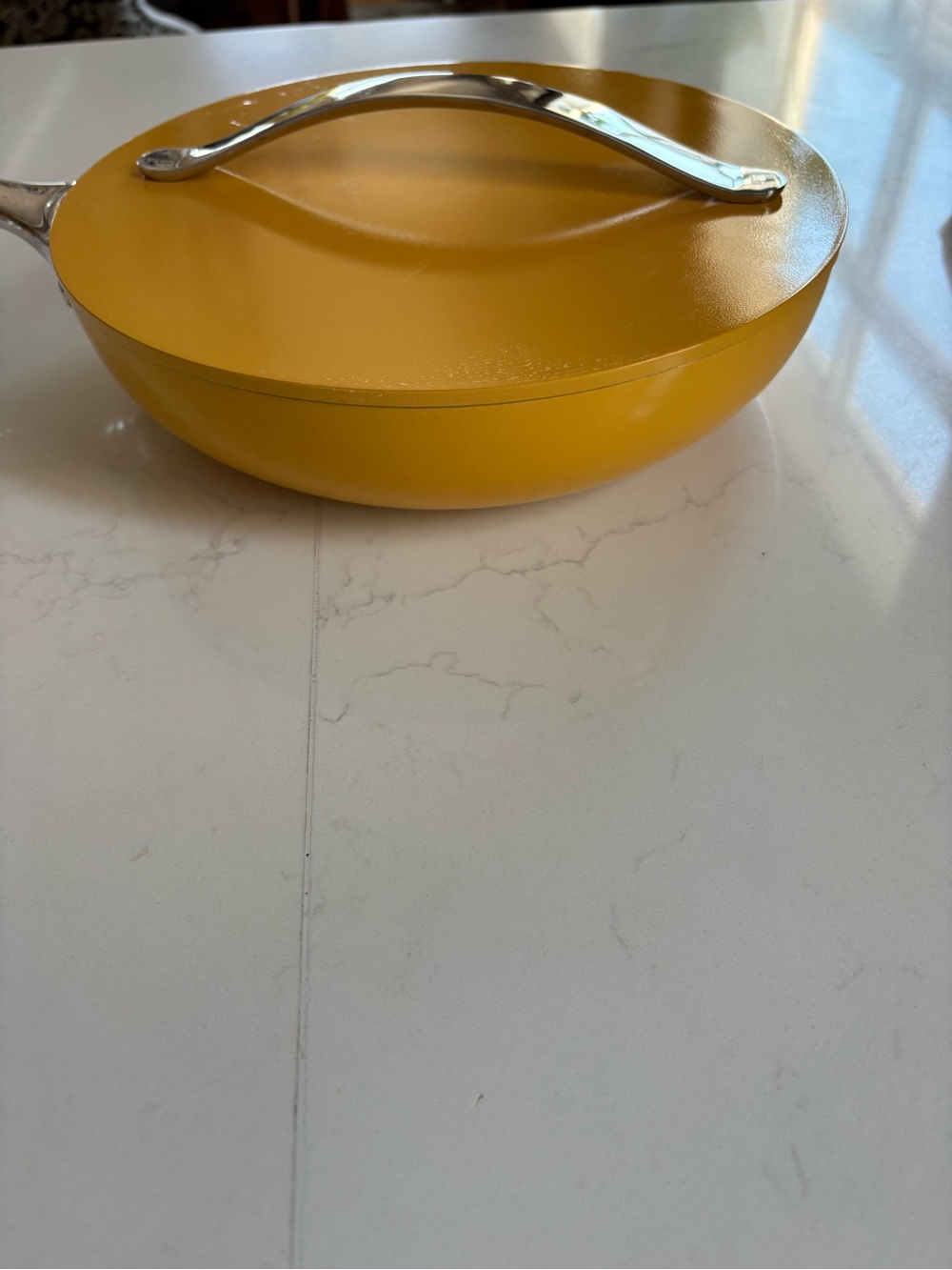 Caraway Yellow Nonstick Ceramic Frying Pan with Lid - Picture 6 of 16